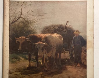 Può includere: Copertina vintage della rivista "The Literary Digest" del 24 ottobre 1925. L'immagine mostra una scena rurale con buoi che trainano un carro, un contadino e un covone di fieno. Il titolo e la data della rivista sono in alto.
