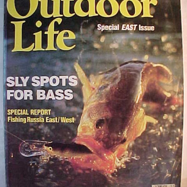 March 1990 Outdoor Life Magazine with cover art by Doug Stamm, has 126 pages of ads and articles, Hunting & Fishing Camp decor