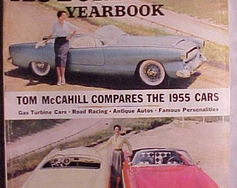 1955 True's Automobile Yearbook Magazine has 128 pages of ads and articles, Antique Automobile Muscle Car Magazine, Man Cave Decor