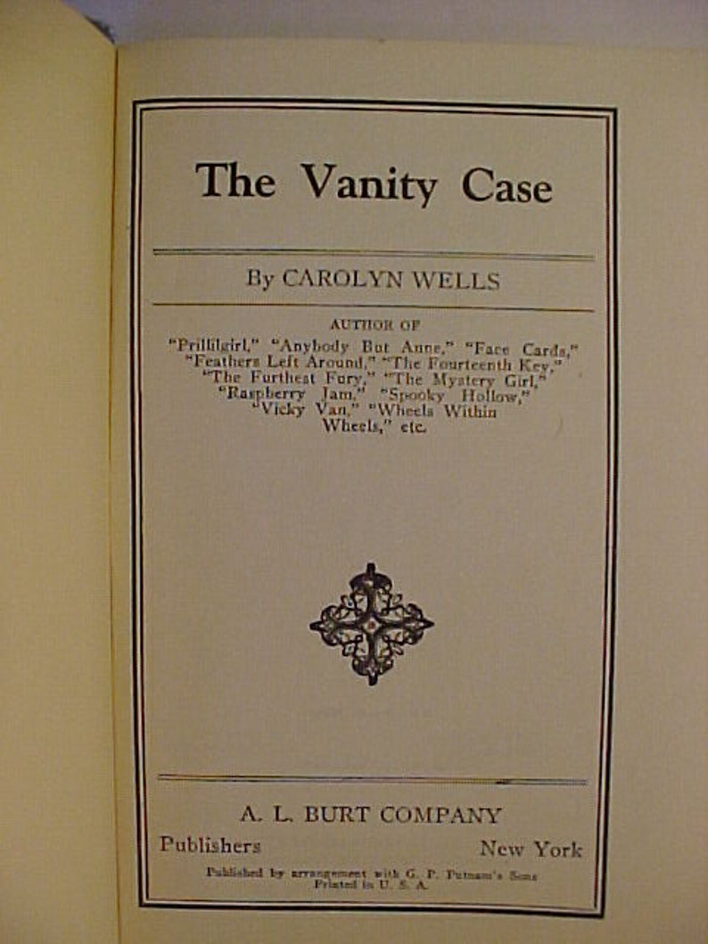 1926 The Vanity Case By Yn Wells Published A L Burt 1926 The Vanity Case By Yn Wells