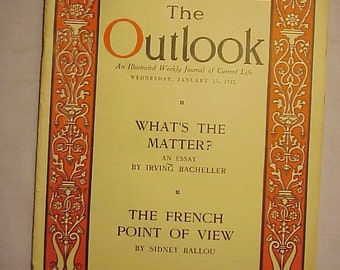 January 25, 1922 The Outlook Magazine An Illustrated Weekly Journal of Current Life with 39 plus pages of ads and articles
