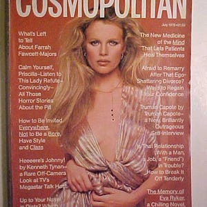 July 1978 Cosmopolitan Magazine has 270 pages of ads and articles, Kim Basinger on the cover by Francesco Scavullo, Woman Fashion Magazine