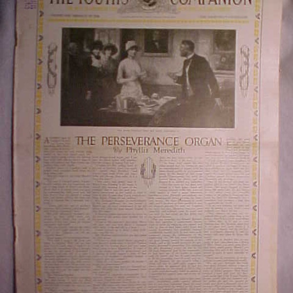 October 14, 1920 The Youth's Companion Weekly Magazine with the Perseverance Organ by P Meredith on the cover has 17 pages of ads & articles