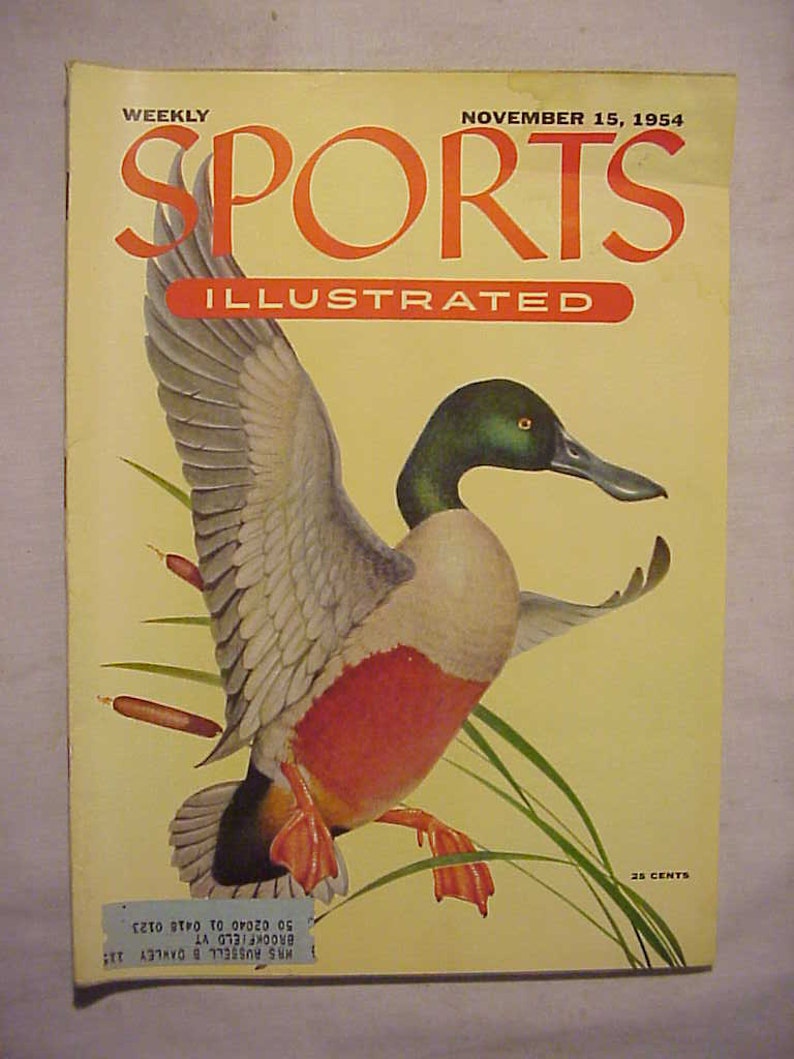has 86 pages of ads and articles Sporting Goods Magazine November 15 1954 Sports Illustrated Magazine with cover art by Athos Menaboni