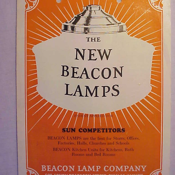 c1920s The New Beacon Lamps Beacon Lamp company Chicago, Illinois, Antique Lighting Catalog Brochure