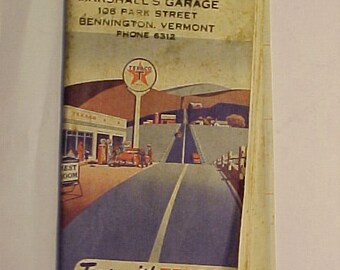 1952 Texico Oil Company Gas Station Folded Road Map of Eastern Canada , Vintage Gas Station Decor, Man Cave Decor