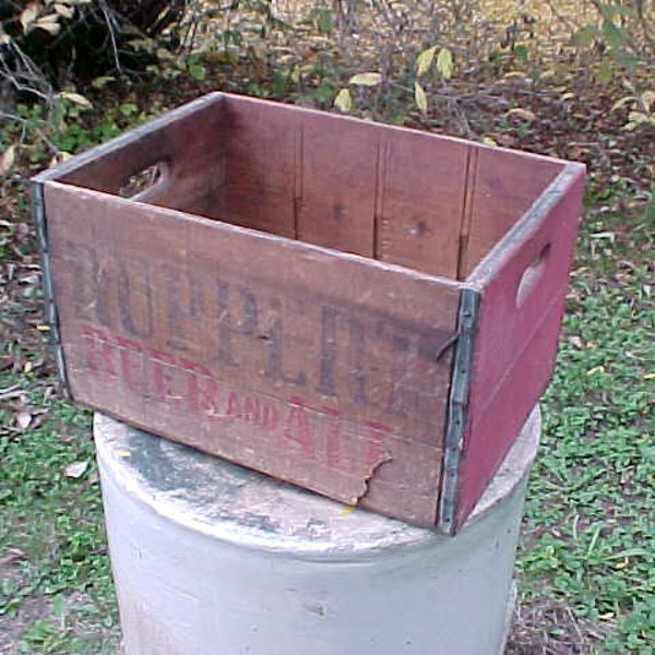 c1930s Ruppert Beer and Ale New York, N.Y., Beer Brewery Breweriana Wood Advertising Crate Box, Back Bar Decor , Restaurant Decor