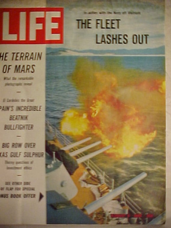 August 6, 1965 LIFE Magazine With U.S.S. Oklahoma in Vietnam on