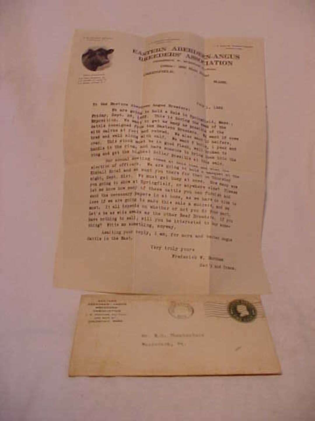 1922 Eastern Aberdeen Angus Breeders Association Greenfield, Mass ...