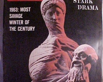 February 8, 1963 LIFE Magazine with Muse of Tragedy with Theatrical Mask on the Cover has 112 pages of ads and articles,Birthday Gift Idea 2