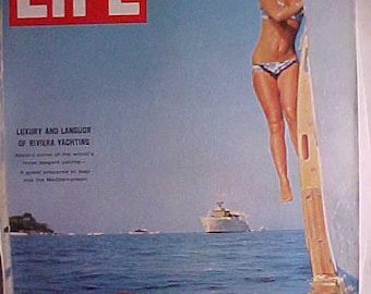 July 9, 1965 LIFE Magazine with Riviera Yachting on the Cover has 90 pages of ads and articles, Birthday Gift Idea No.5