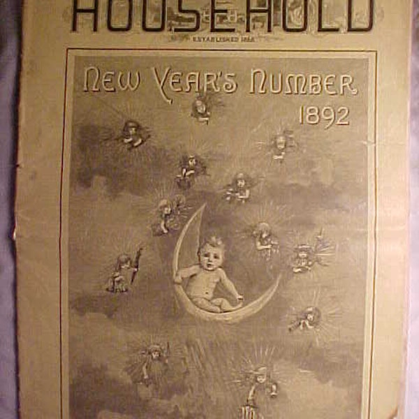 January 1892 The Household Magazine Boston, Mass., devoted to the interests of the American Housewife has 40 pages of ads and articles