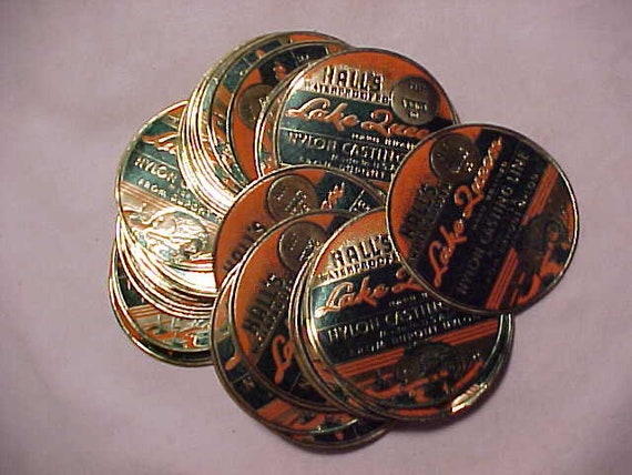 C1940-50s 54 Hall's Lake Queen Fishing Line Spool Labels NOS New