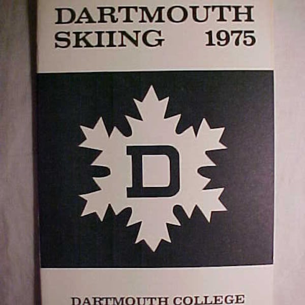 1975 Dartmouth College Hanover, N.H. Dartmouth Skiing Press Guide Booklet, College Ski Program, Team with pictures and names
