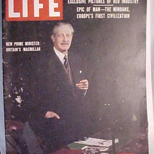 January 21, 1957 LIFE Magazine with Prime Minister MacMillan on the Cover has 134 pages of ads and articles, Birthday Gift Idea