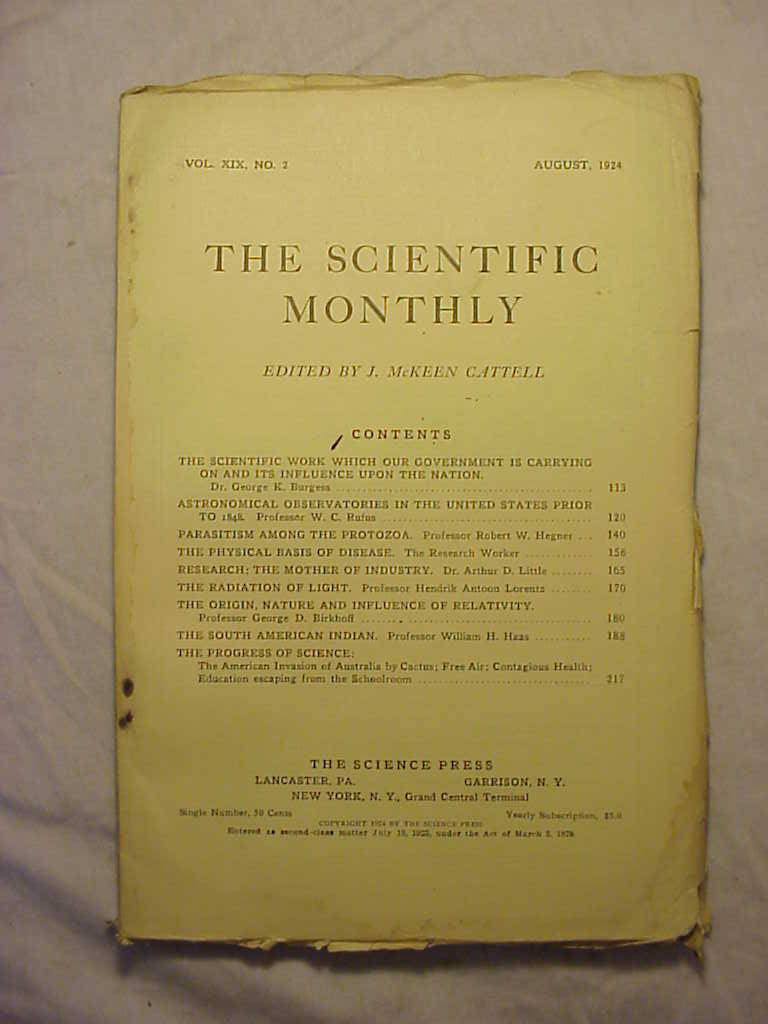 August 1924 the Scientific Monthly Magazine With 100 Pages of - Etsy