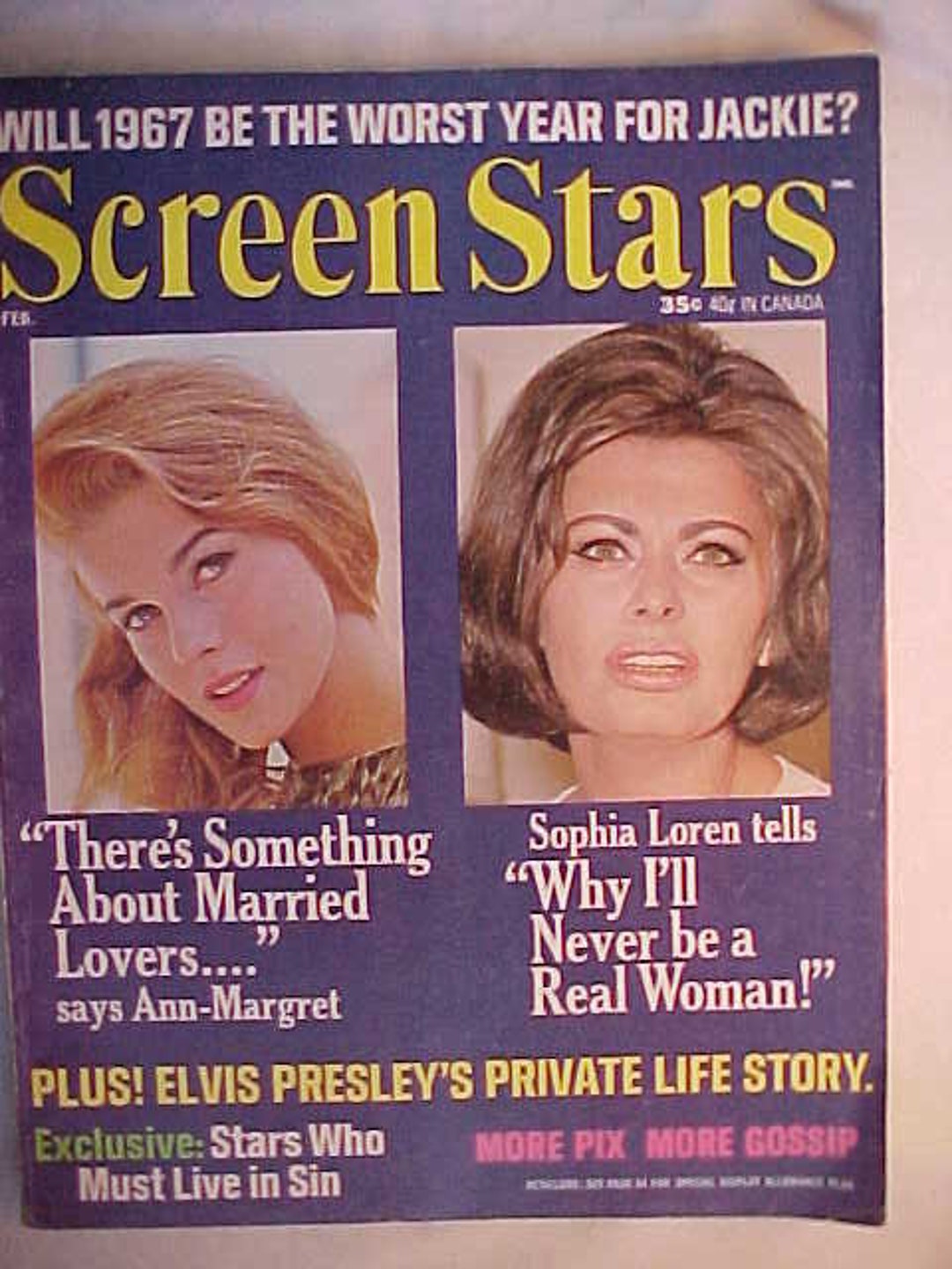 February 1967 Screen Stars Magazine With Sophia Loren and Ann Margret