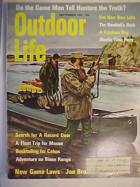 September 1969 Outdoor Life Magazine With the Cover by Dave Blossom , With  164 Pages of Ads and Articles, Man Cave or Hunting Camp Decor 