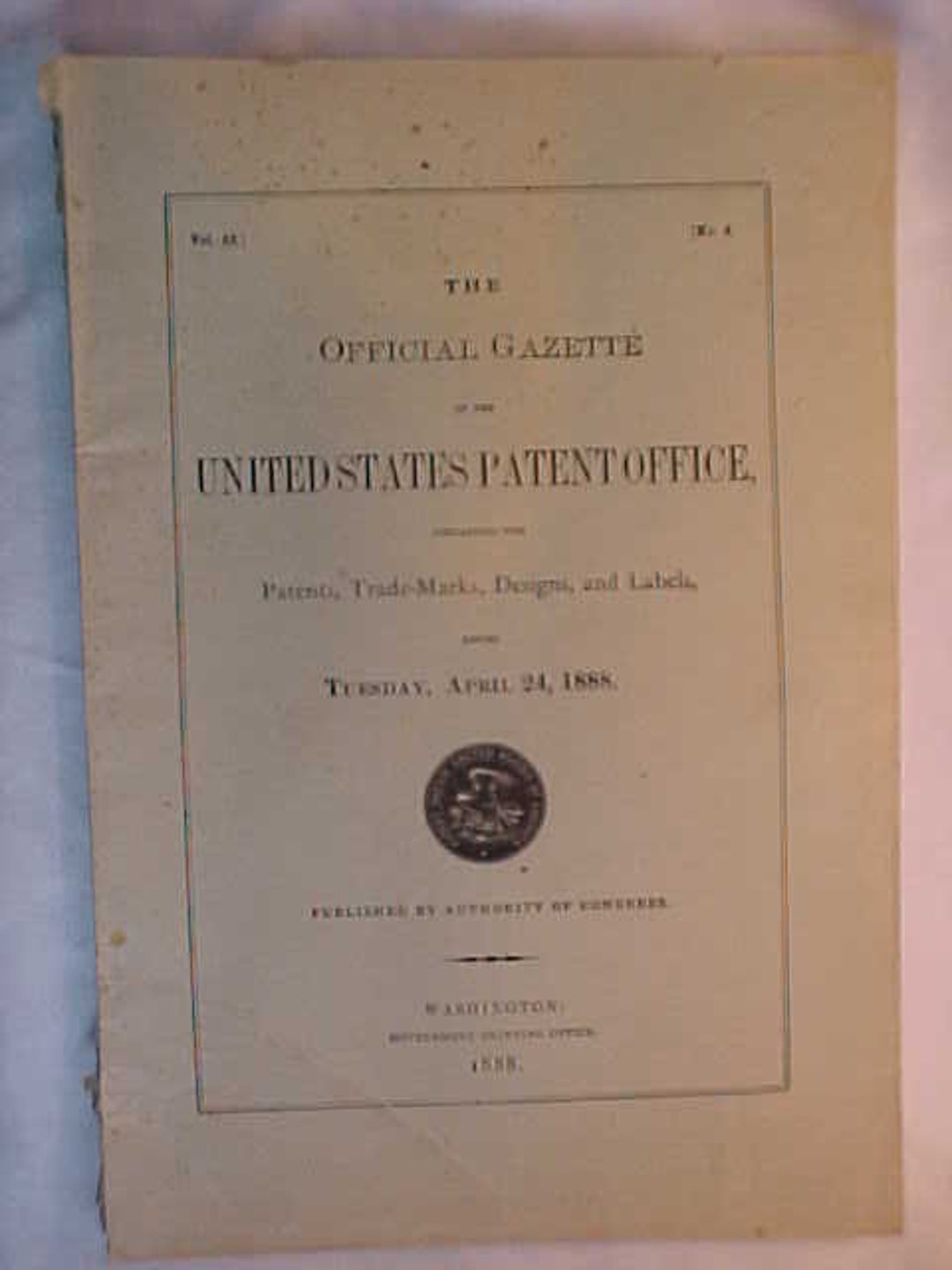 The Official Gazette Of The United States Patent Office Issued April 24 