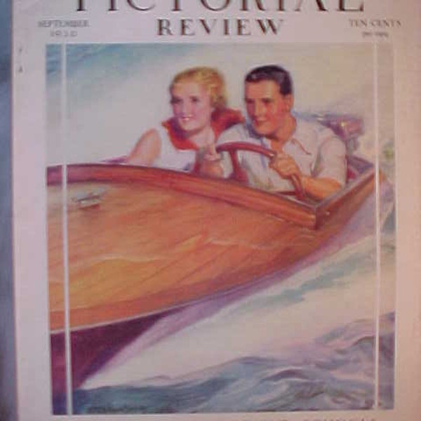 September 1931 Pictorial Review Magazine has 104 pages of ads & articles, with Nautical Boat cover art by McClelland Barclay, Art Deco Decor