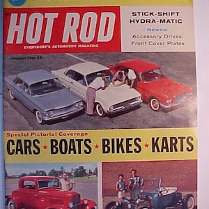 February 1960 Hot Rod Magazine has 114 pages of ads and articles and good cover art, Antique Automobile Muscle Car Hot Rod, Rat Rod Magazine