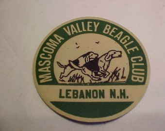 1964 Mascoma Valley Beagle Club Lebanon, N.H. Felt Patch, Vintage Clothing Patch, Hunting Camp Decor, Vintage Hunting, NOS New Old Stock