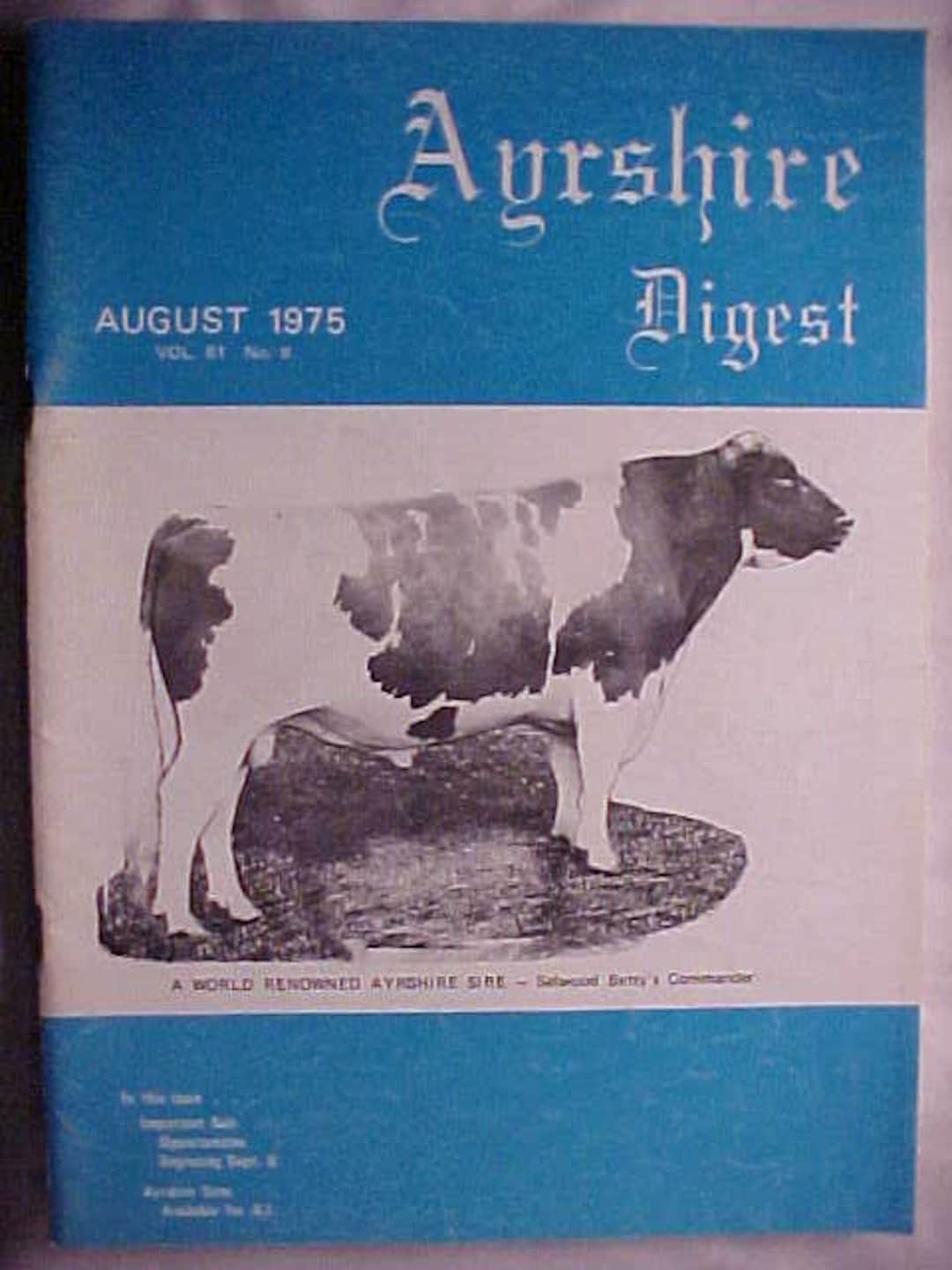 August 1975 the Ayrshire Digest Magazine the Ayrshire Breeders