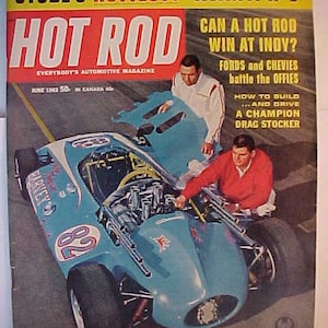 June 1963 Hot Rod Magazine has 118 pages of ads and articles with nice cover art, Antique Automobile Muscle Car Hot Rod, Rat Rod Magazine