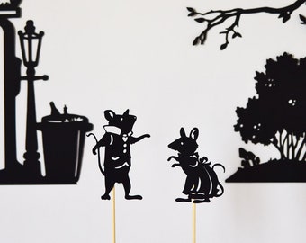 The Town Mouse and the Country Mouse Shadow Puppet Set: Eight Puppets