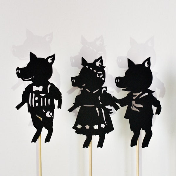 Drei kleine Schweinchen: Full Shadow Puppet Set