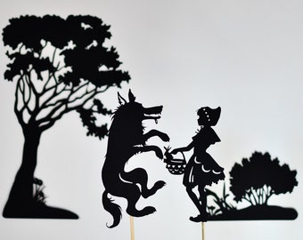 Little Red Riding Hood Shadow Puppet Set: Sette Marionette