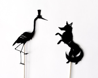 Fox and Crane Shadow Puppet Set