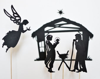 Nativity Scene: Christmas Shadow Puppet Set for Kids