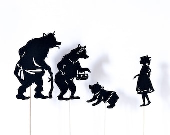 Goldilocks and the Three Bears: Full Shadow Puppet Set