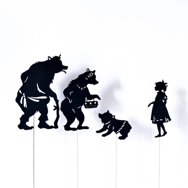 Goldilocks and the Three Bears Abridged Shadow Puppet Set Etsy