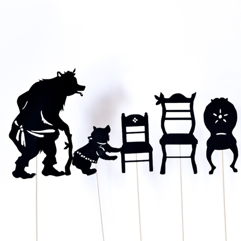 Goldilocks and the Three Bears Full Shadow Puppet Set Etsy