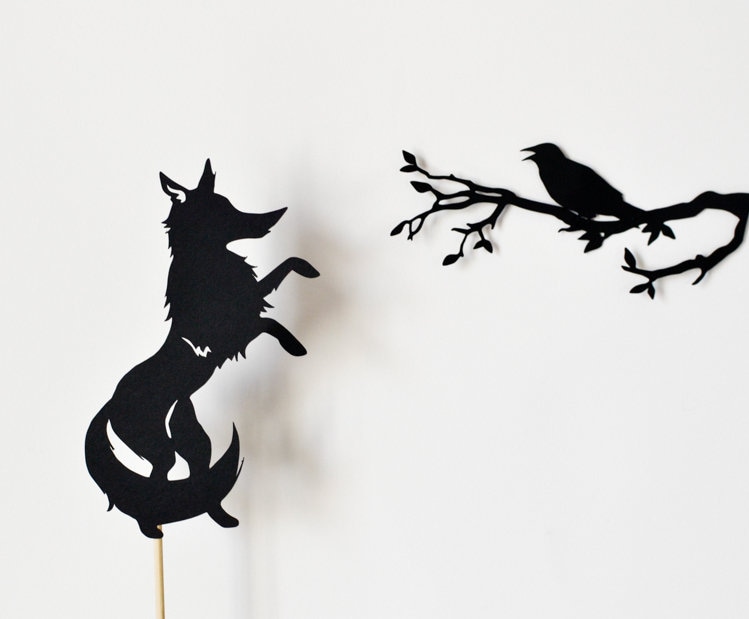 Set di marionette Fox and Crow Shadow