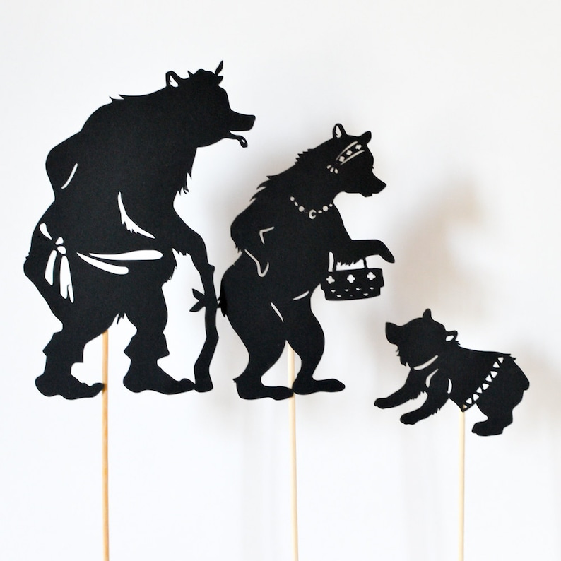 Goldilocks and the Three Bears Abridged Shadow Puppet Set Etsy