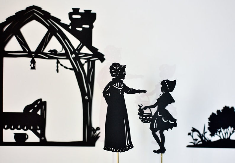 Little Red Riding Hood Shadow Puppet Set Seven Puppets Etsy