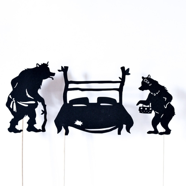 Goldilocks and the Three Bears Full Shadow Puppet Set Etsy