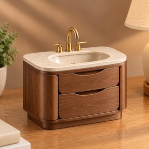 Miniature Sink Cabinet with Faucet STL 1:12 Scale Dollhouse Kitchen Furniture (Digital Download)