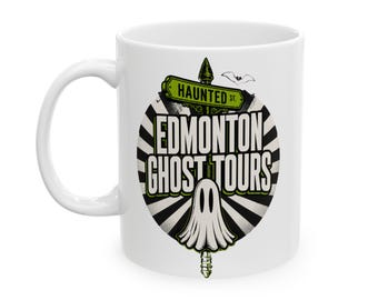 Evil Green Goblin Illustration Mug | Retro Radial Badge Ceramic Mug