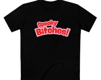 Spooky Bitches! T-Shirt | Halloween slogan tee, retro pink red text