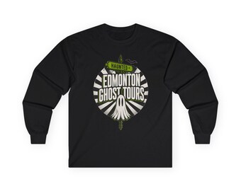 Edmonton Ghost Tours long sleeve tee | Haunted ghost logo