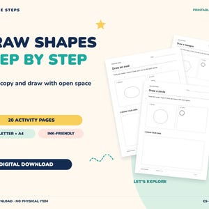 Draw Basic Shapes Step by Step | Preschool Printable Worksheets, US Letter and A4 PDF