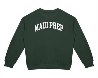 Camiseta clássica Maui Prep Arch Crewneck | Unissex | Mistura de algodão macio | 3 cores