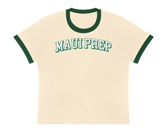 Camiseta Pueo Varsity Ringer – Detalhe Verde | Feminina | Mistura de Algodão Macio | 1 Cor