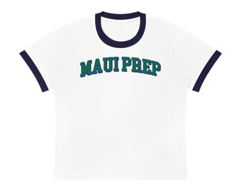 Camiseta Pueo Varsity Ringer – Detalhe em Azul Marinho | Feminina | Mistura de Algodão Macio | 1 Cor