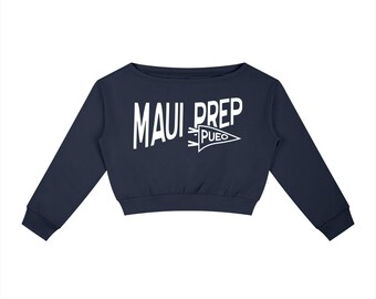 Blusa de moletom Pueo Pennant com ombros à mostra | Feminina | Mistura de algodão leve | 1 cor