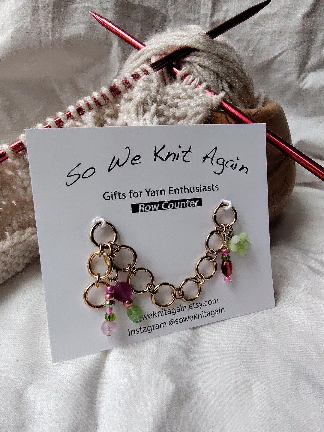 Knitting Row Counter Chain, 100 Row Counter, Progress Keeper, Gift for ...